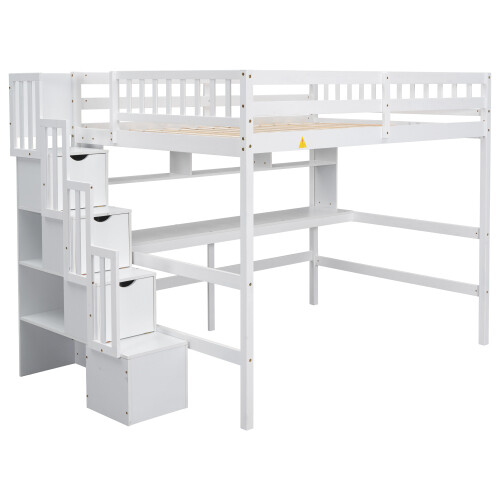 Full Size Loft Bed with Desk & Storage Staircases Full Size Loft Bunk Bed Frames