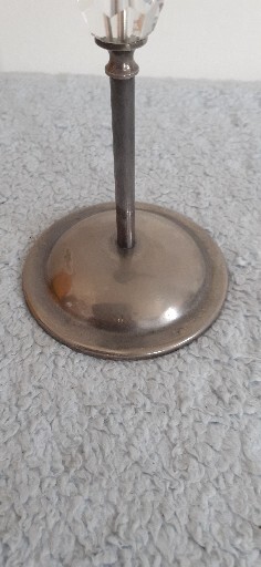 Silver Plate CANDLE STICK with CRYSTAL BEAD - 6 inches