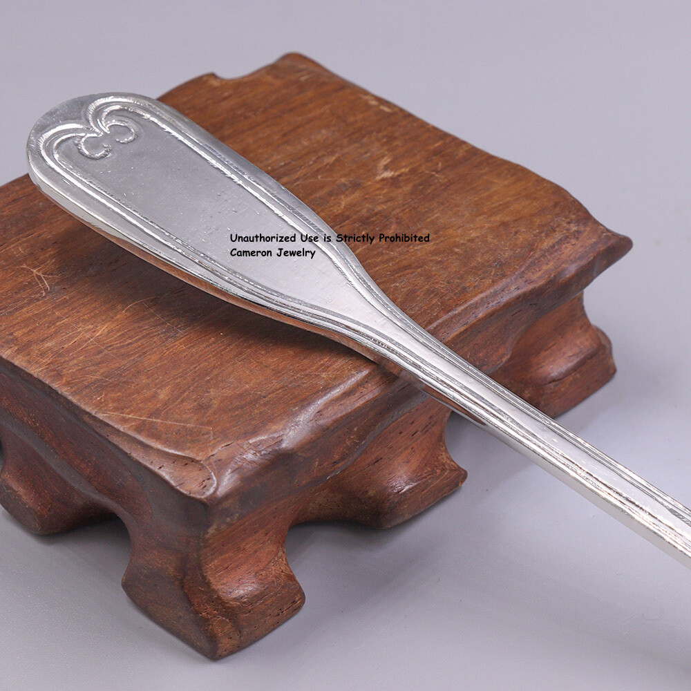 Solid S999 Fine Silver 999 Four Teeth Ruyi Dinnerware Fruit Fork 69-70g 7.8inch