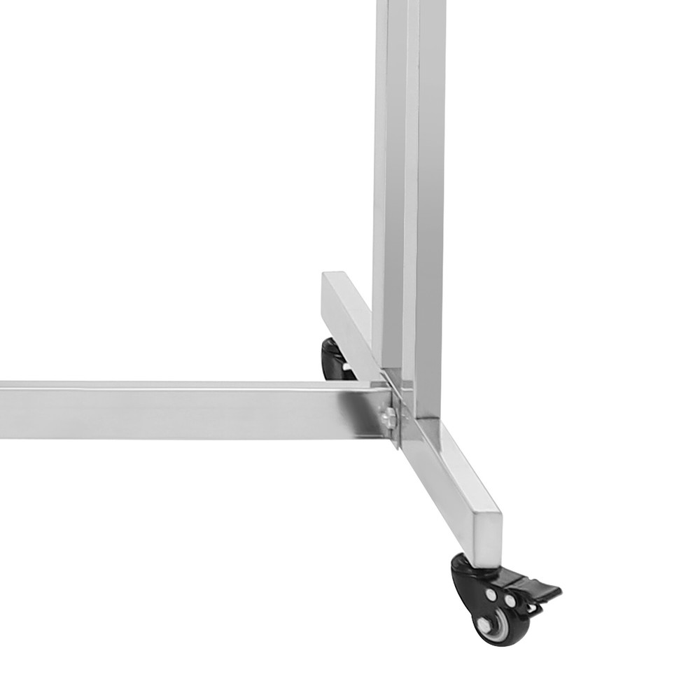 Adjustable Height 6-Arm Silver Garment Display Rack with Wheels