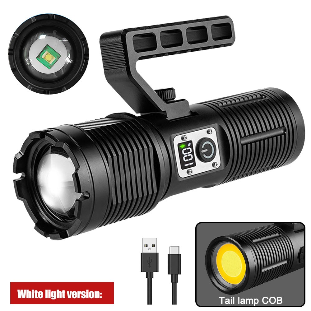 Super Bright White Laser LED Flashlight Camping Light USB Charging Zoom Torch