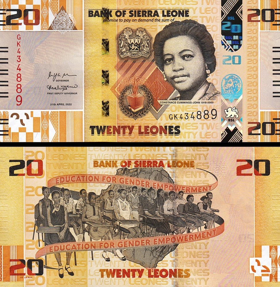 Sierra Leone 20 Leones 2022, UNC, P-New Design