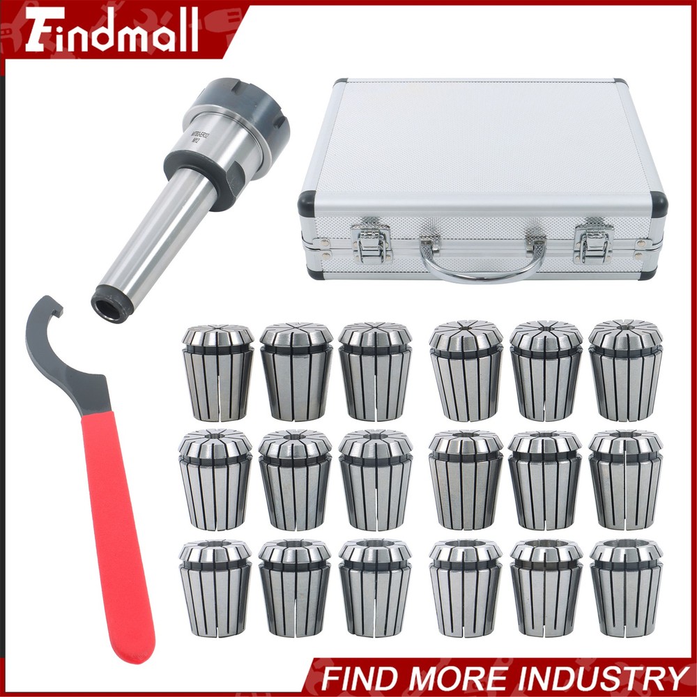 Findmall ER32 Collet Set 18 Pack for MT3 Spindle M12 Thread Spring Collets