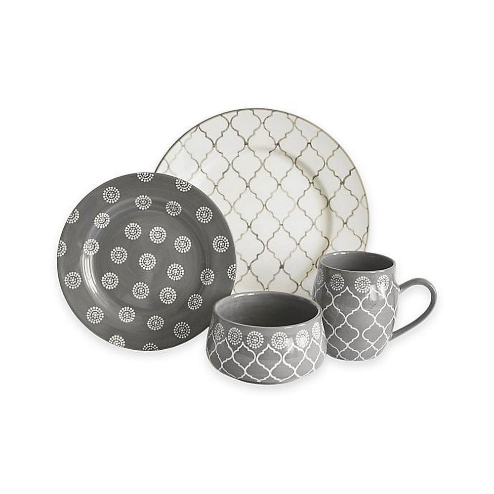 Marcela 16 Piece Dinnerware Set Grey