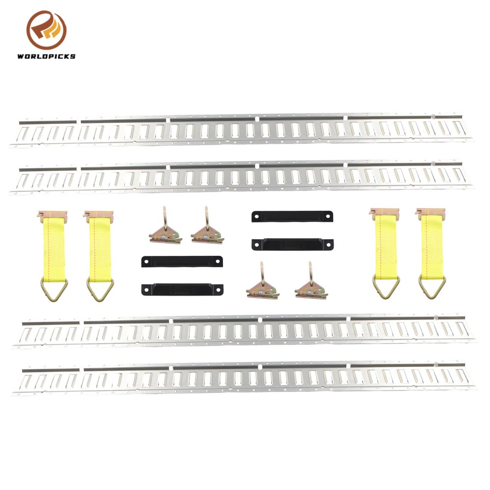 5' E-Track Kit Rails Silver Galvanized 16 Pack Heavy Duty Tie Down System Steel