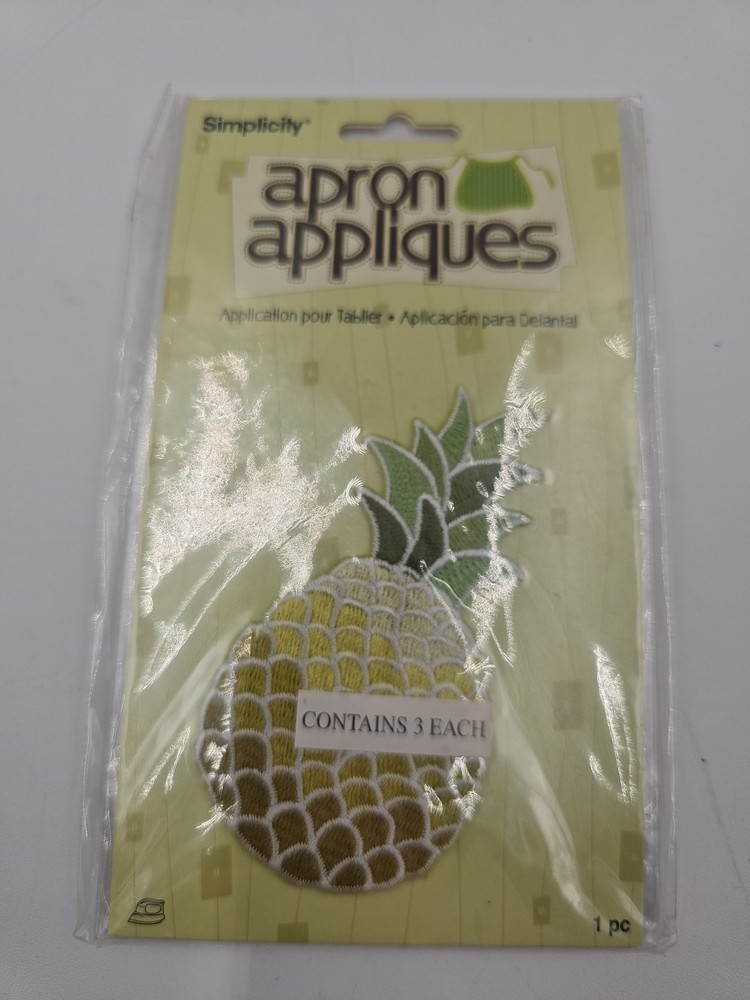 SIMPLICITY Apron Appliques Embroidered Iron-On Patch - PINEAPPLE 3pk