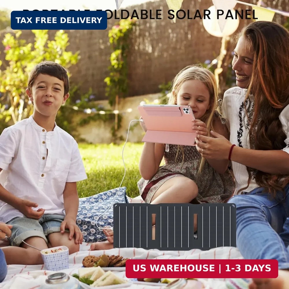 FlexSolar 15W USB Solar Panel Small Portable Foldable Solar Charger (5V/3A Max),