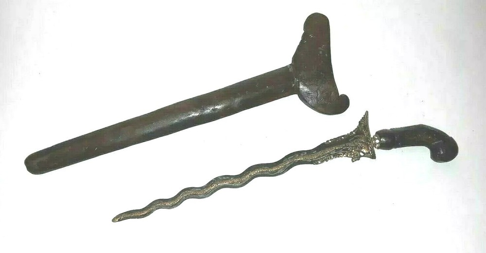 Antique Kris Sword Golden Silat Indonesian Knife Antique Dagger Sheath Java
