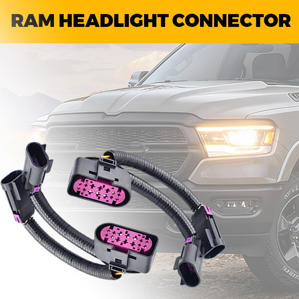 Conversion Quad Housing to Projector Headlight Wire Harnesses For Ram 2009-2018
