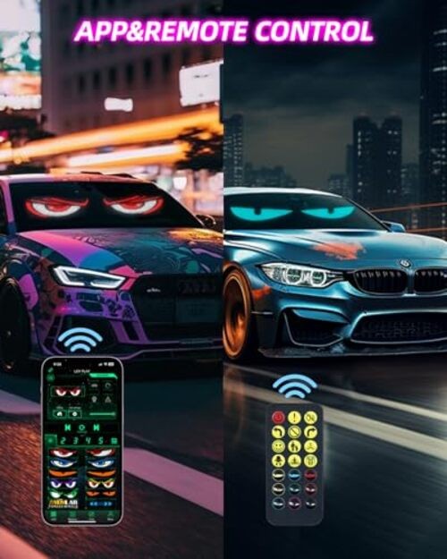 2pcs Devil Eyes Light for Windshield,14“*4”Programmable Flexible 14"*4"/2pcs