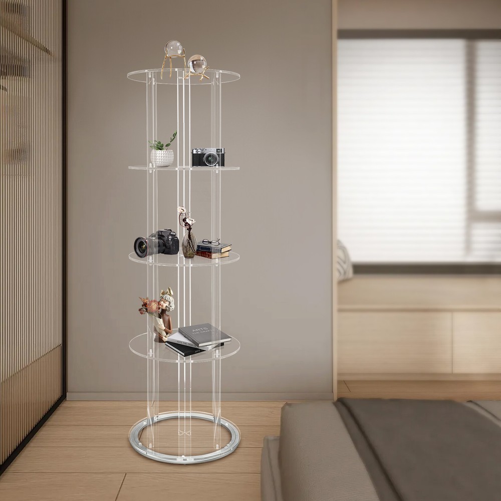 5-Tier Rotatable Acrylic Bookshelf – Stylish & Space-Saving Design