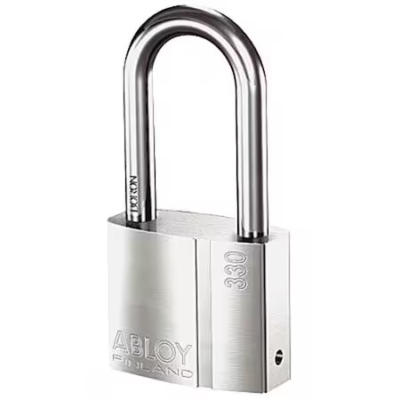 Abloy Pl330/50B-Ka Padlock, Keyed Alike, Long Shackle, Rectangular Brass Body,