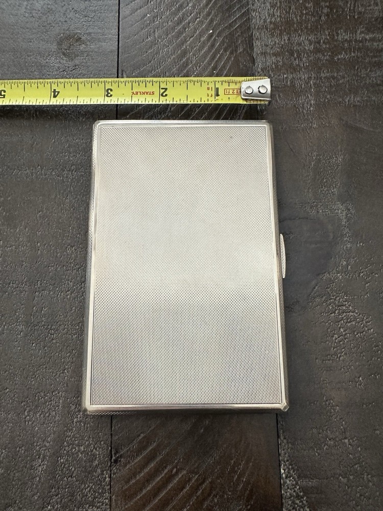 .925 Solid Sterling Silver Gilded Gold Cigarette Case, 5” Long, 179 Grams