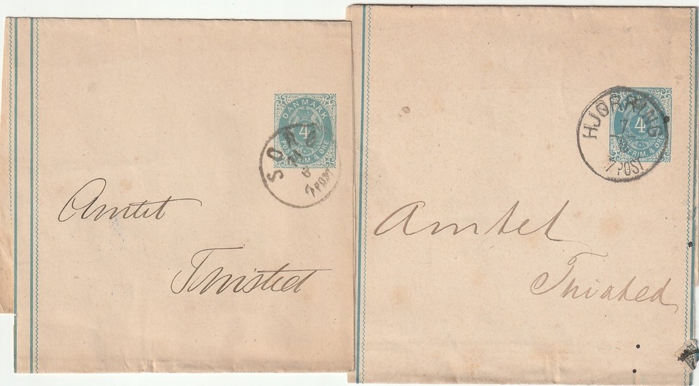 DENMARK: Lot 2 printed matter wrappers.