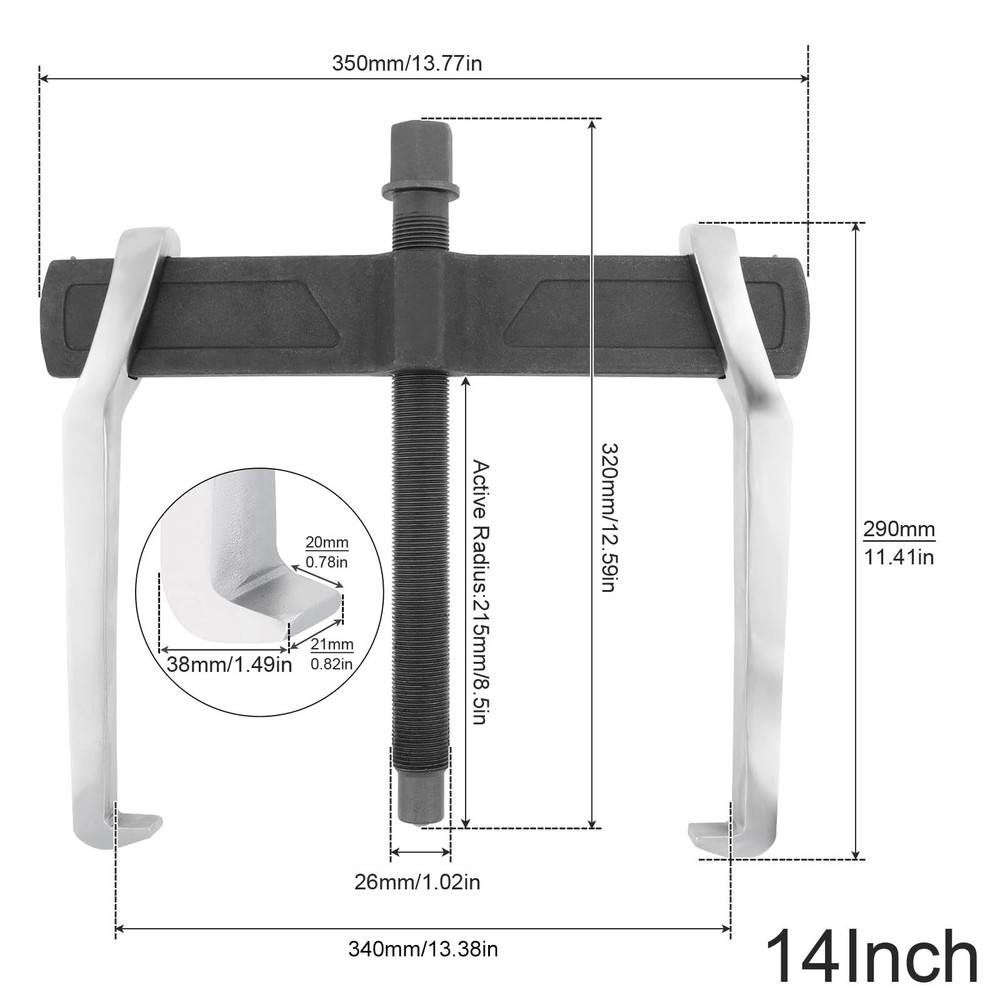 14 Inch 2-Jaw Gear Puller, Adjustable CR-V Bearing Puller Gears, Removal Tool...