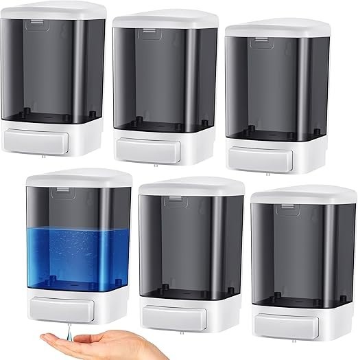 6 Pack Wall Mounted Soap Dispenser for Kitchen & Hotel - 33.8 Oz (Black)