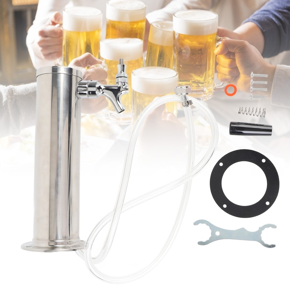 Column Draft Beer Tower Dispenser Kit Single Tap Stainless Draft Beer Tower