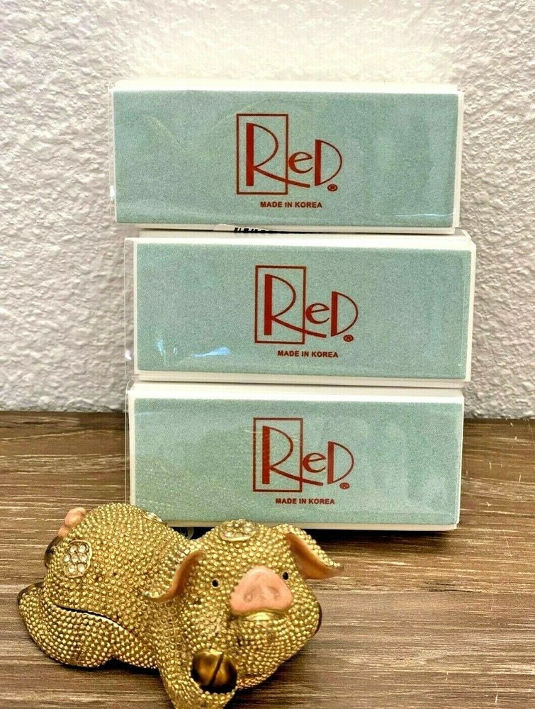 Red Nail Design Shiny Buffer 4 way block Each - 3pcs