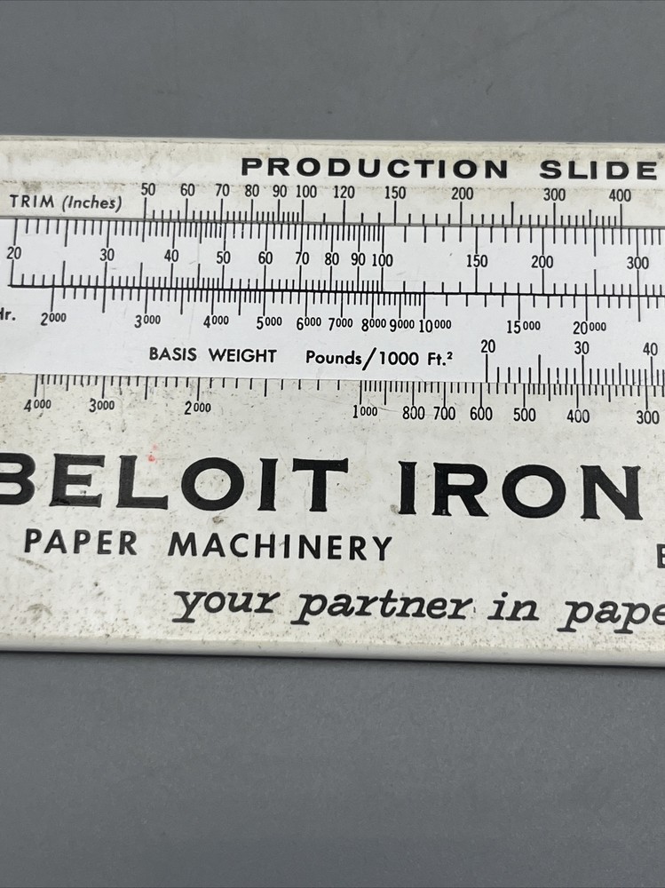 Beloit Iron Works Production Slide Rule 1958