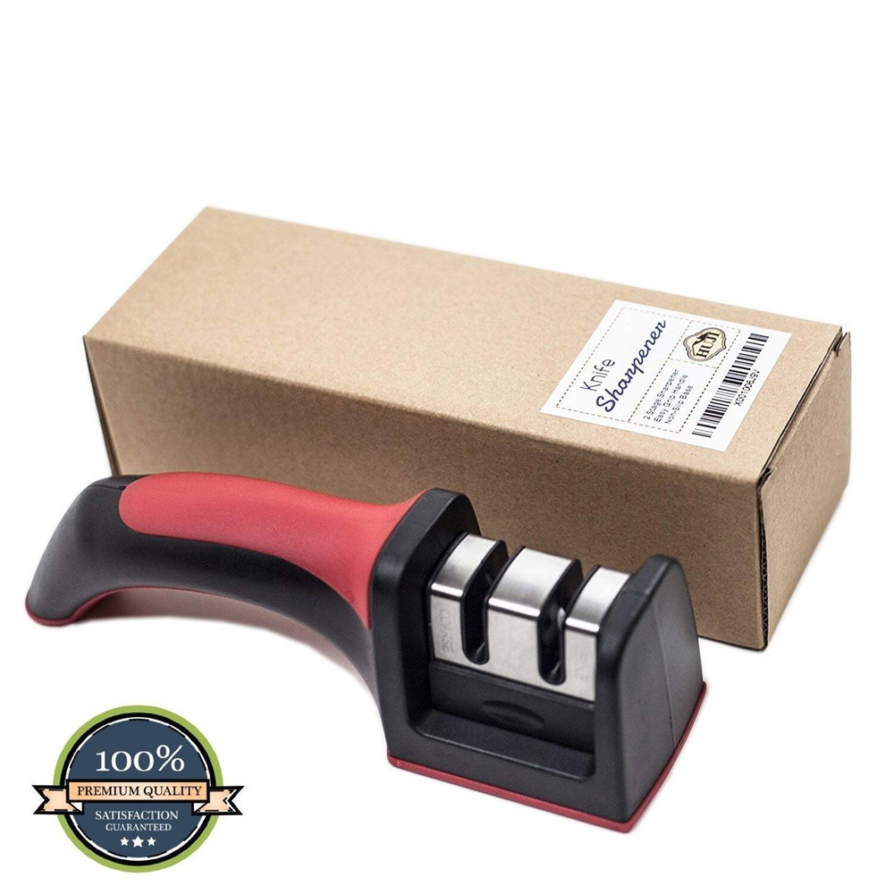 Professional Kitchen 2 Stage Knife Sharpener with Soft Grip Safety Handle