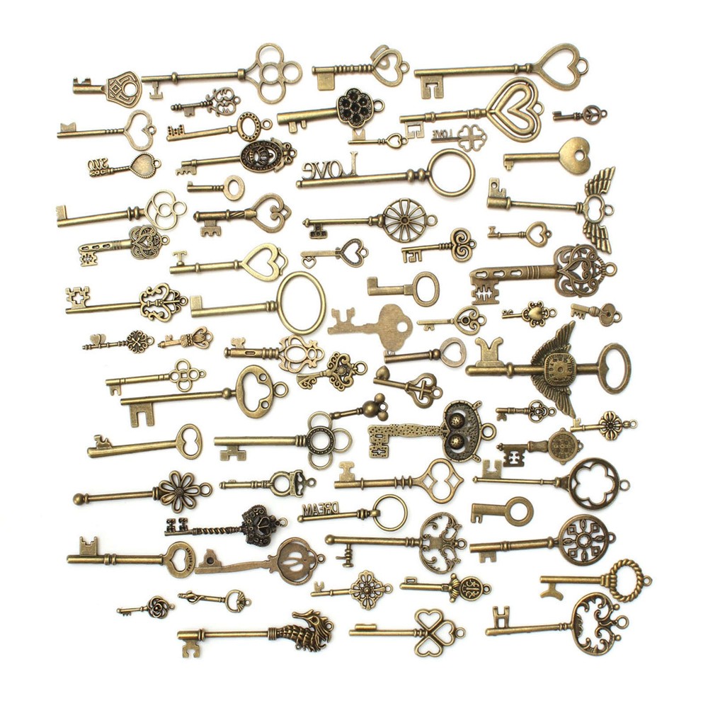 69pcs Mixed Skeleton Keys Large Small Exquisite Shape Crown Shape Christmas gift