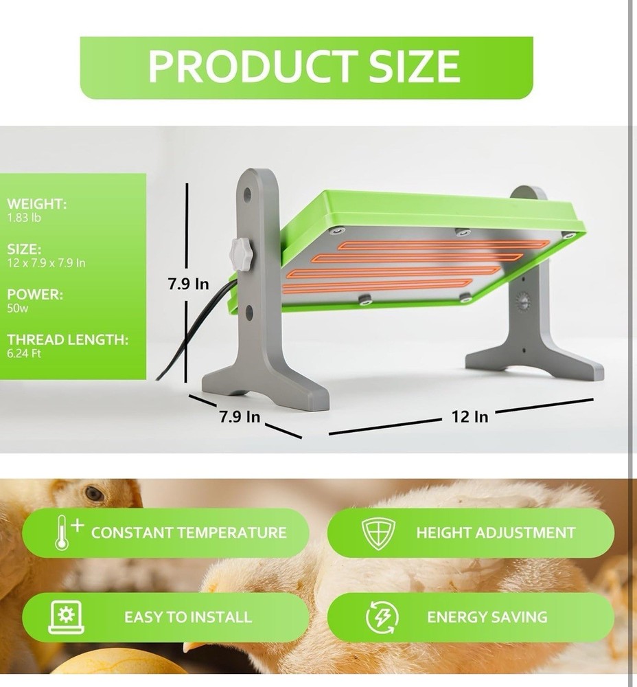 Chick Brooder (12"X8") Brooder Heater for Chicks Ducks and Birds Incubation Heat