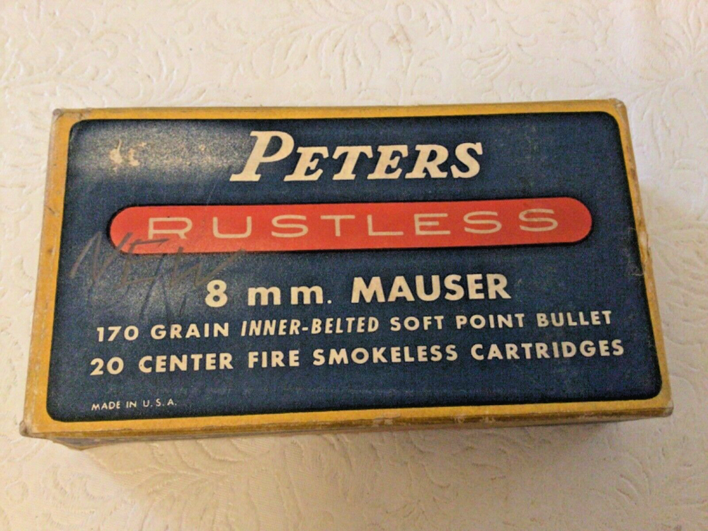 Vintage Peters Rustless 8mm Mauser Cartridge Box