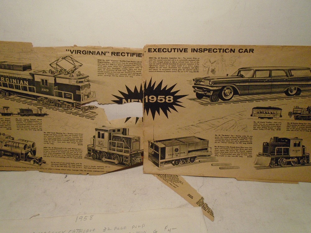 ORIGINAL LIONEL 1958 ACCESSORY CATALOG USED