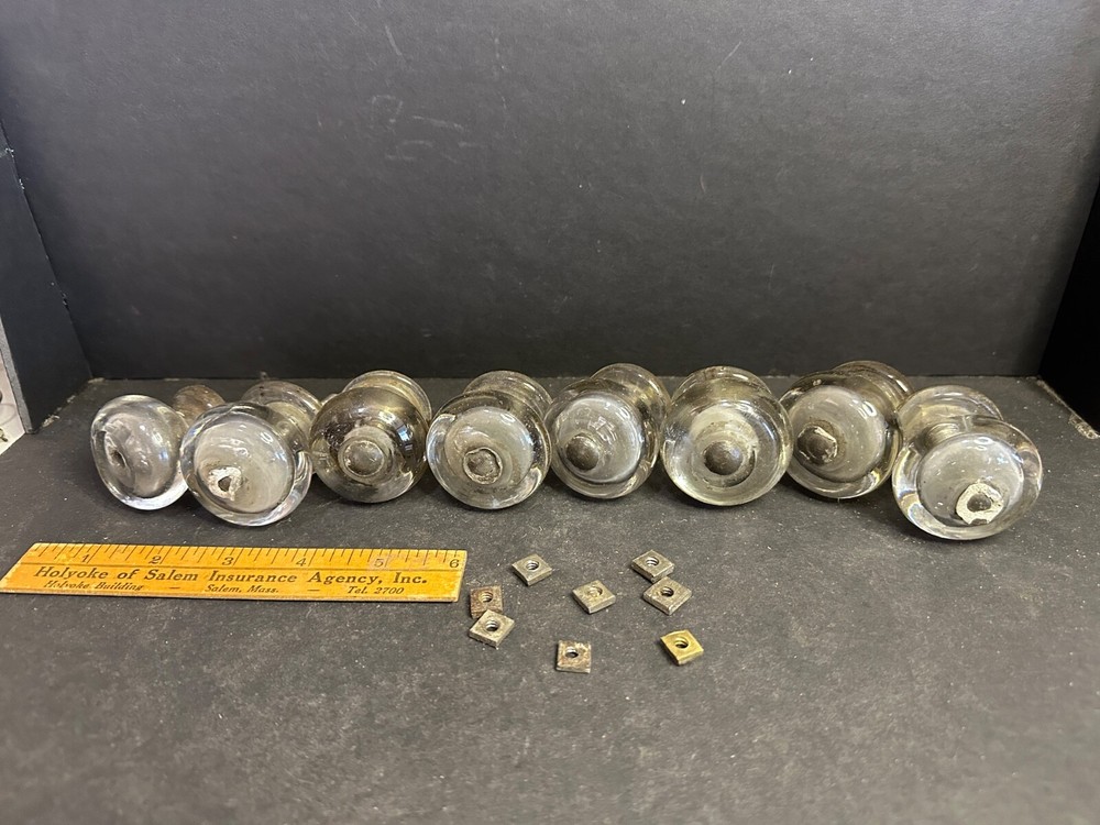 Set 8 Antique Glass Furniture Knobs Pulls, Lot 2