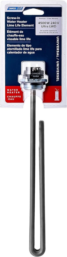 Camco 02923 4500W 240V Screw-In Lime Life Foldback Water Heater Element
