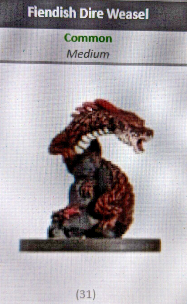 D&D miniatures Aberrations FIENDISH DIRE WEASEL #31 with stat card