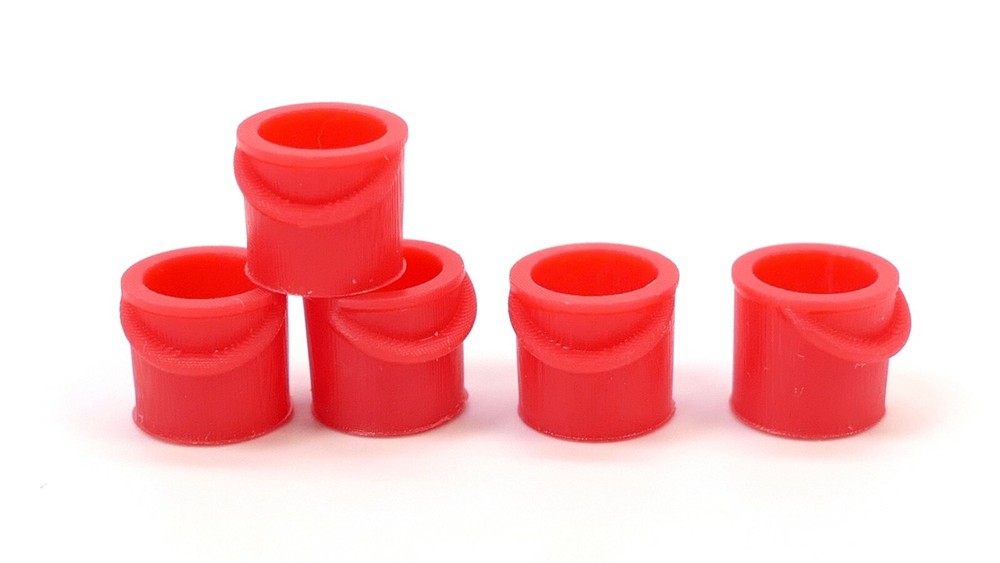 USA Made HO Scale Red Buckets - 5 Pack 870890