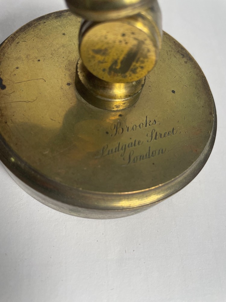 Signed Brooks antique microscope with case and some accessories. C mid 1800's.