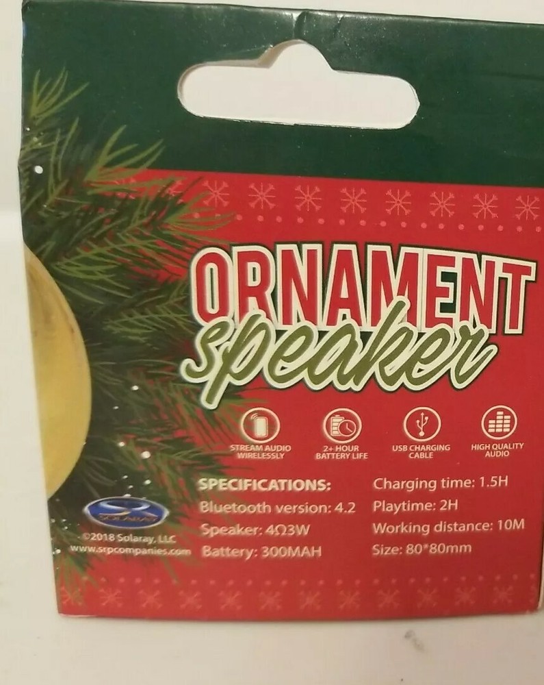 Christmas Ornament Silver Speaker Bluetooth Solaray 4.2 Wireless