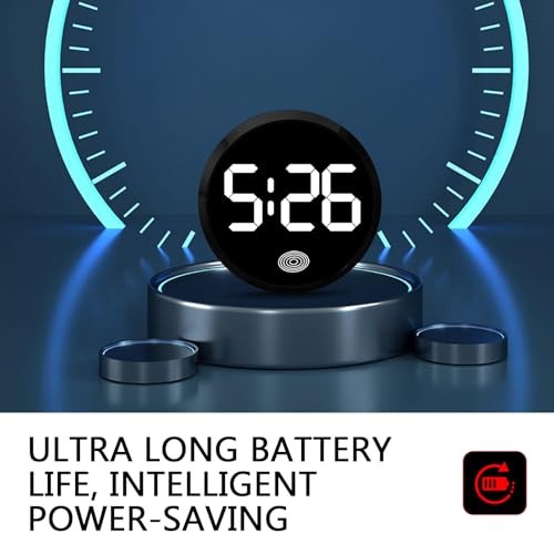 Car Digital Clock, Round Touchscreen Luminous Clock with LED Time 1 PC White