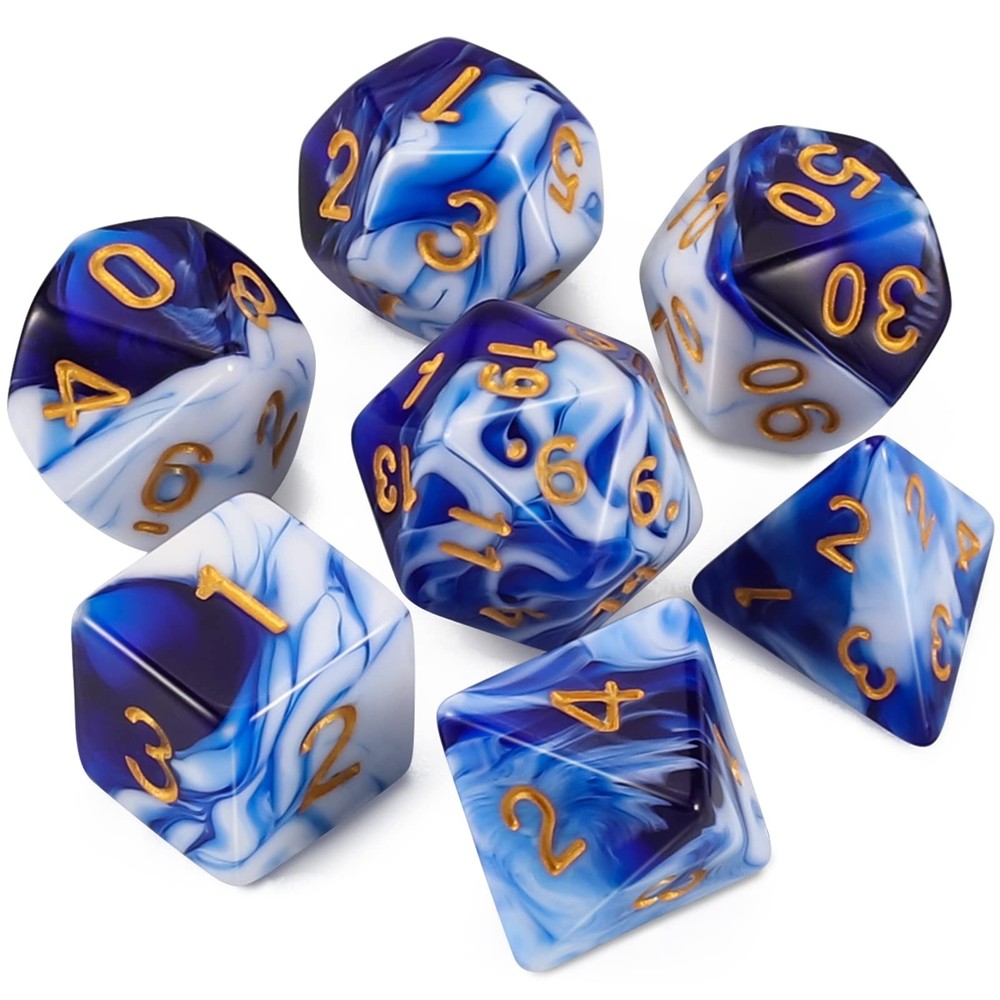 DND Dice Set - 7 Pcs Polyhedral Dice with D&D Dice Bag for Dungeon and Dragons