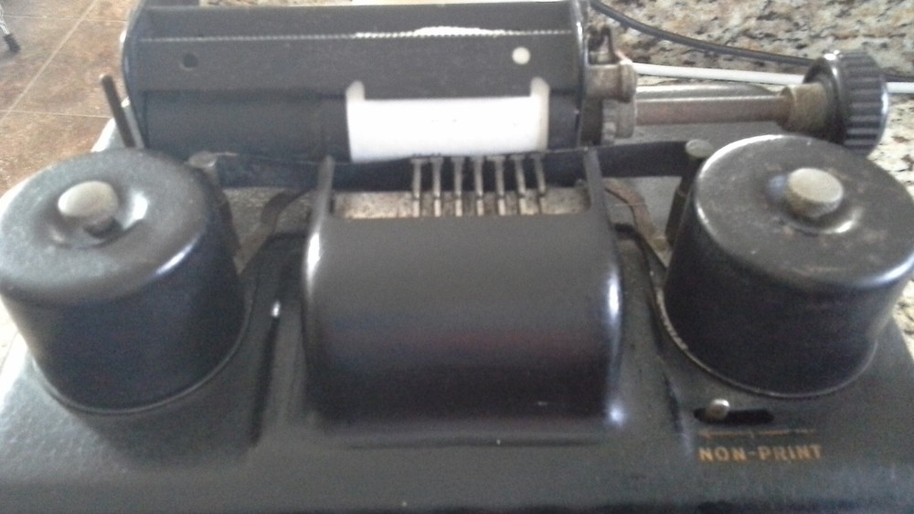 Burroughs Portable Green Top Adding Machine VINTAGE