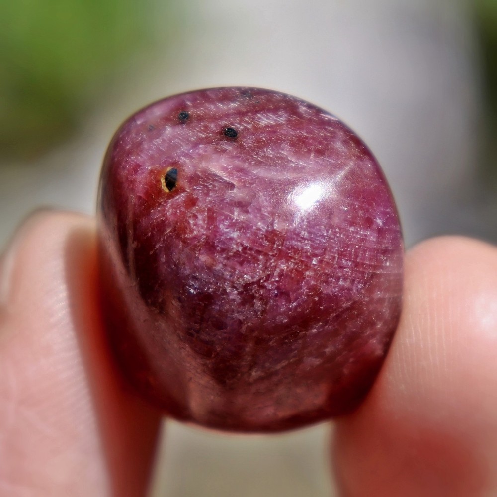 Tumbled Stone: Ruby, Red Corundum from India, Fluorescent (RUB53)