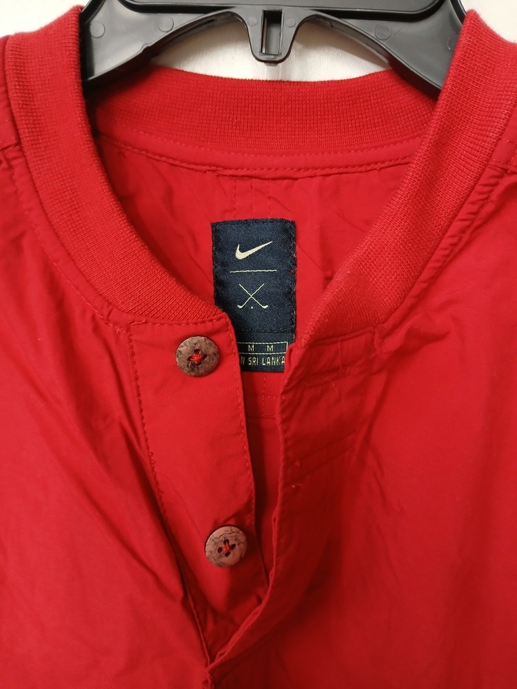 Vintage Nike Golf Windbreaker Pullover Jacket Mens Size Medium Red Nylon
