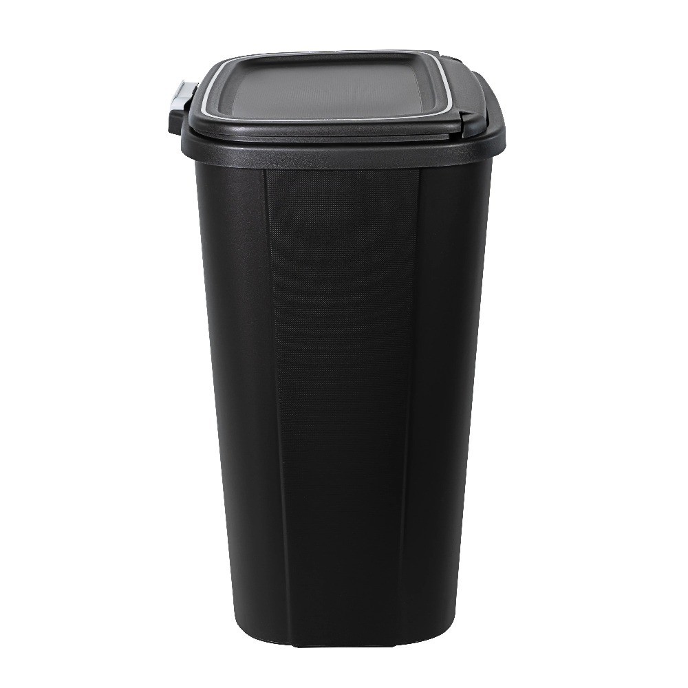 13 Gallon Plastic Odor Block Touch Top Garbage Bin with Push Button Lid, Black