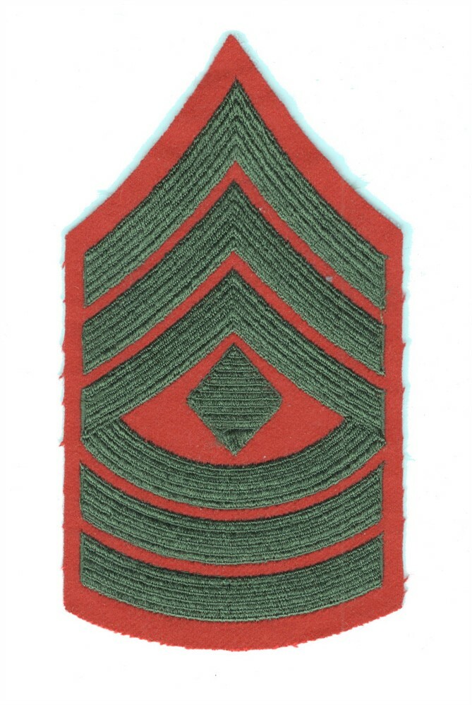 USMC Marine Corps Rank Chevron: First Sergeant, single - green/red
