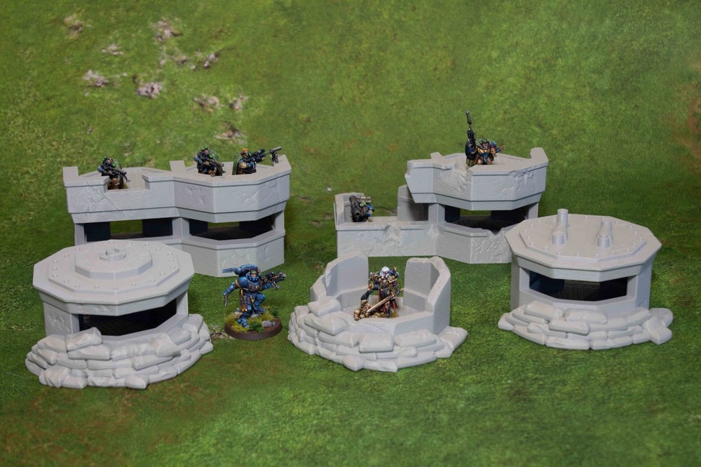 Fortification Bunkers - 3d printed Tabletop Terrain Scenery for Grim Future