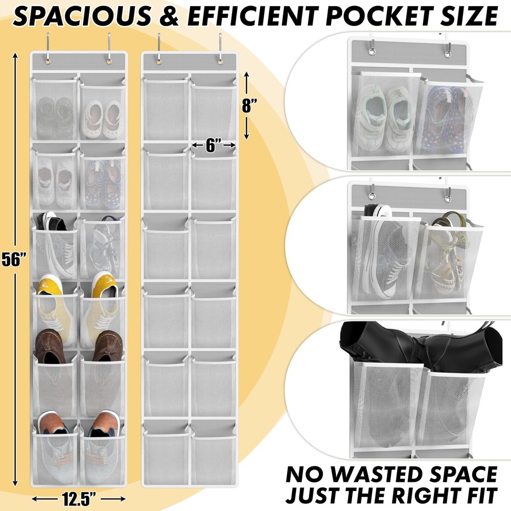 Simple Houseware 24 Pockets - 2PK 12 Large 2 Pack x 12 Pockets, Gray