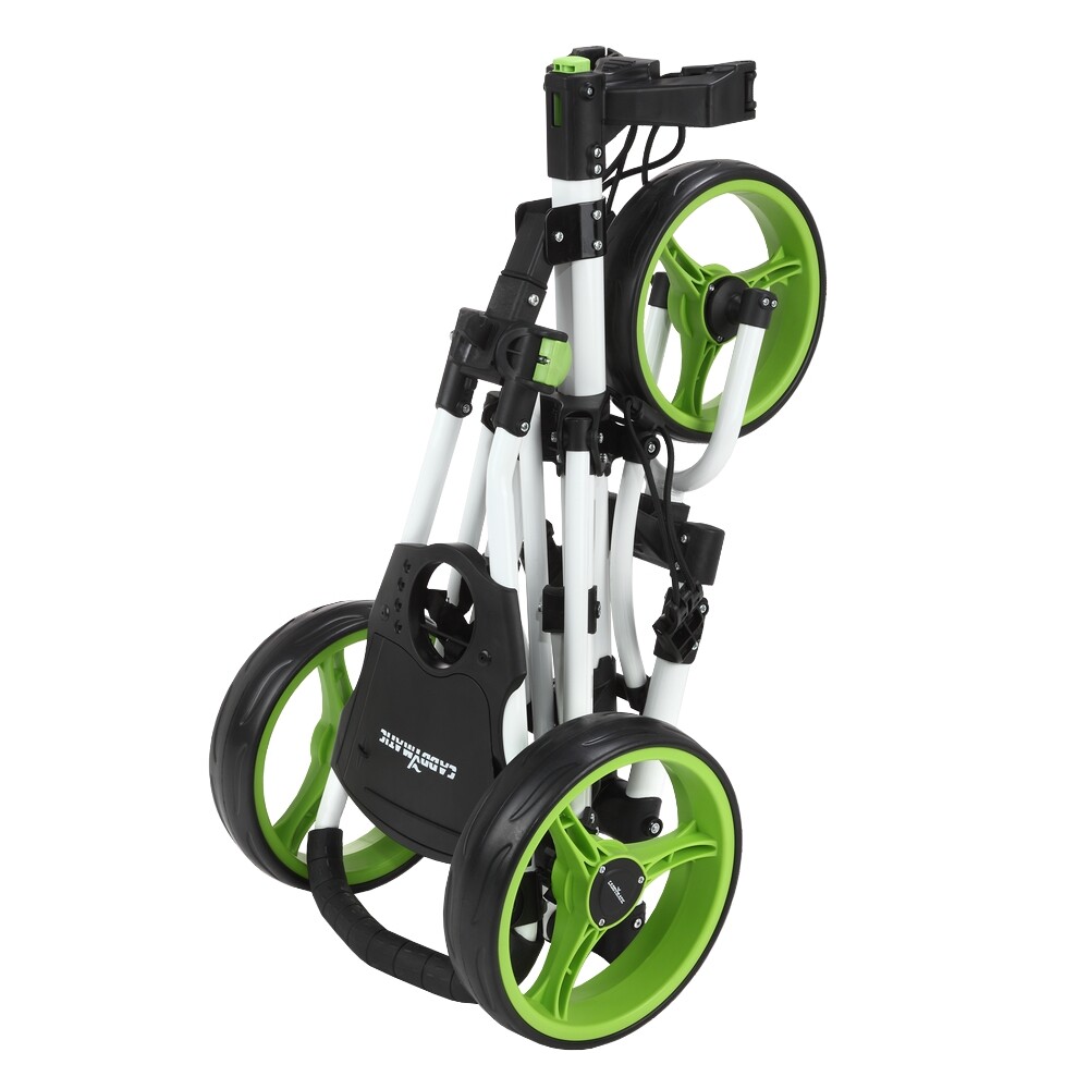 Caddymatic Golf X-Lite One-Click Folding Pull/Push Golf Cart White/Green