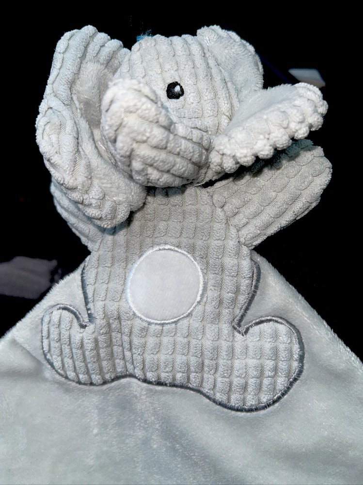 Cudlie Elephant Lovey Security Blanket Pacifier Holder Teether Gray Soft Toy