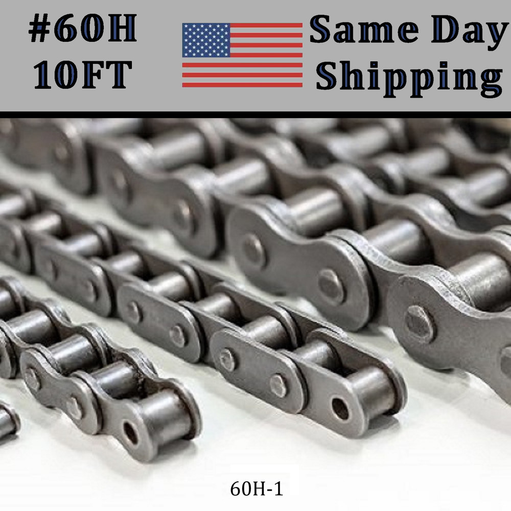 #60 Heavy Roller Chain 10 FT with 1 Connecting / Master Link + Same Day Shipping