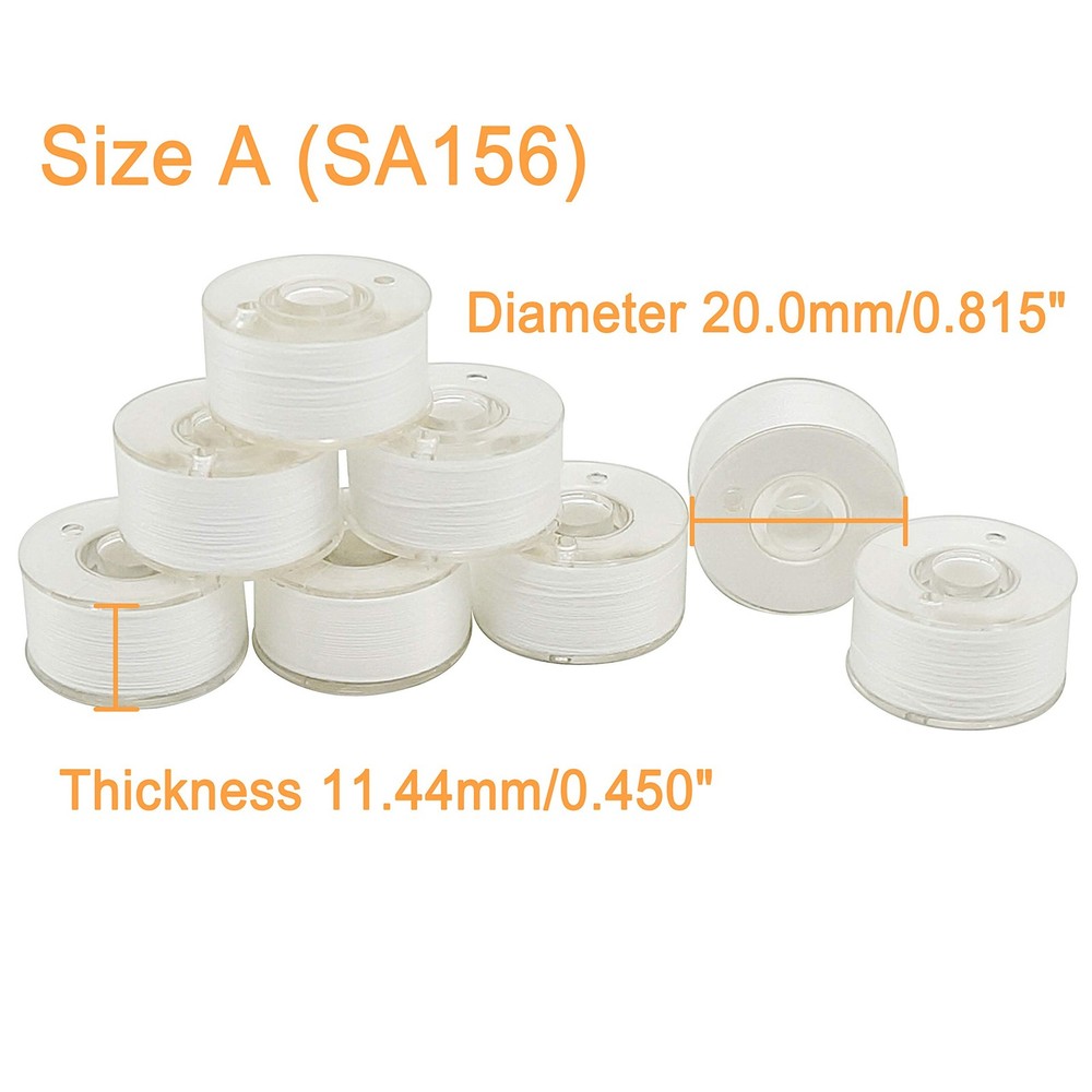 144pcs White 60S/2(90WT) Prewound Bobbin Thread Plastic Cottonized Soft