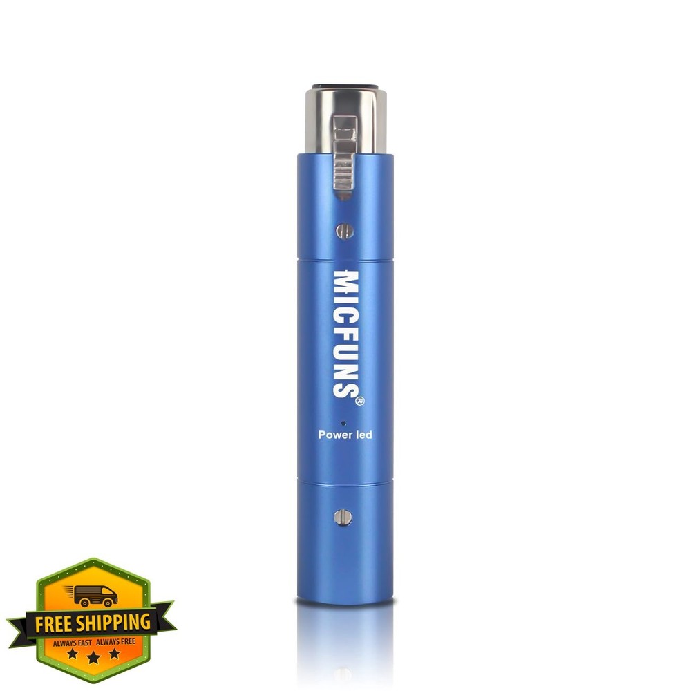 Micfuns M1 Inline Mic Preamp Booster 28dB Gain Blue Dynamic Ribbon