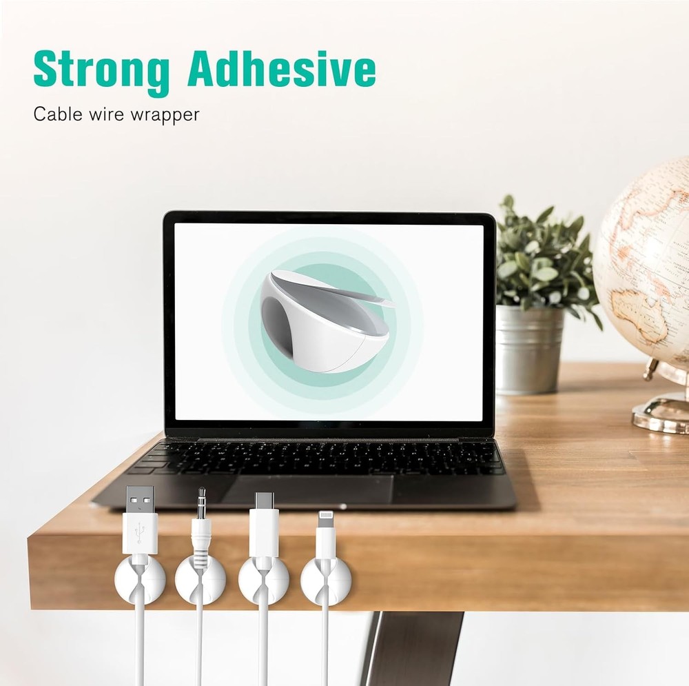 12 Pack Cable Clips, Znben Wire Organizer Holder Adhesive Cord Small, White
