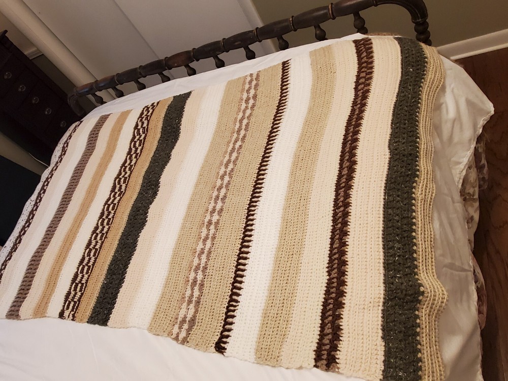 Beautiful Handmade Earth Tone Textured Crochet Throw